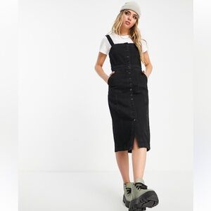 Topshop MOTO Black Denim Dress with Button Front Jumper